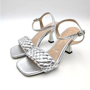 Ron White Aneesha Metallic Braided Ankle Strap Sandal Women's Silver Sz US5 EU35